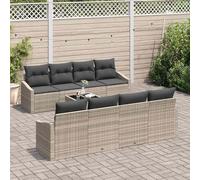 Gecheer Set divano da giardino 9 pezzi con cuscini grigio chiaro in rattan polimericoSet giardino relax