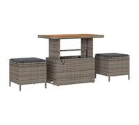 Gecheer Set Divano da Giardino 9 Pezzi con Cuscini Grigio Poly Rattan AcaciaSet lounge da esterno resistente alle