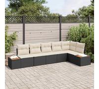 Gecheer Set Divano da Giardino a 6 Pezzi con Cuscini in Rattan Sintetico Nero