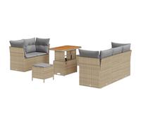 Gecheer Set Divano da Giardino a 8 Pezzi con Cuscini Beige Polyrattan