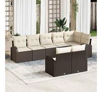 Gecheer Set Divano da Giardino a 8 Pezzi con Cuscini in Polyrattan MarroneDivano da giardino cuscini