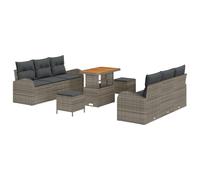 Gecheer Set Divano da Giardino con Cuscini 9 Pezzi Grigio Polyrattan AcaciaDivano da giardino cuscini