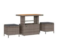 Gecheer Set Divano da Giardino con cuscino 11 pcs Grigio Poly RattanSet Pranzo Giardino