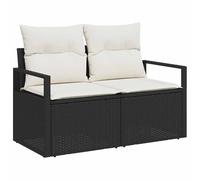 Gecheer Set Divano da Giardino con cuscino 8 pcs Nero, CremaSalotto Giardino Complet