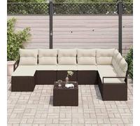Gecheer Set Divano da Giardino con cuscino 9 pcs Marrone, CremaSet Divani da Esterno