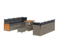 Gecheer Set Divano da Giardino, Confortevole e Pratico, 90x55x71 cm, Polyrattan di Alta Qualità, 11 Pezzi per Esterno con Amici