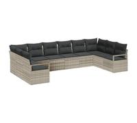 Gecheer Set Divano da Giardino da 10 Pezzi con Cuscini Grigio Chiaro RattanSet giardino relax