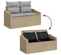 Gecheer Set Divano da Giardino da 8 Pezzi con Cuscini Beige Polirattan AcaciaSet giardino relax