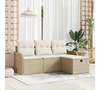 Gecheer Set Divano da Giardino in 4 Pezzi con Cuscini - Rattan Beige PolySalottino da giardino in polyrattan
