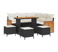 Gecheer Set Divano da Giardino in 9 Pezzi con Cuscini Beige Polyrattan Acacia