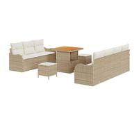 Gecheer Set Divano da Giardino Modulare 10 Pezzi, Struttura PolyRattan con Spazi di Stoccaggio, Cuscini Impermeabili, Dimensioni 80x80 cm, Acciaio Verniciato e Legno di Acacia per Giardino Terrazzo