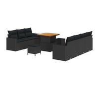 Gecheer Set Divano da Giardino, Polyrattan e Acciaio Verniciato 80x80x71 cm con Cuscino 10 pcs, Resistente ai Raggi UV per Esterni e Relax all'Aperto