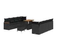 Gecheer Set Divano da Giardino, Sistema Modulare 11 Pezzi in Polyrattan e Poliestere con Struttura Zincata per Giardino, Terrazzo, Esterno