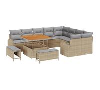 Gecheer Set Divano Giardino 12 Pezzi con Cuscini Beige Polyrattan AcaciaDivano da giardino cuscini