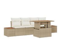 Gecheer Set Divano Giardino 5 Pezzi con Cuscini Beige Rattan PolietileneSet giardino relax