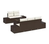 Gecheer Set divano giardino 6 pezzi con cuscini marrone rattan poly