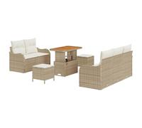 Gecheer Set divano giardino 8 pezzi con cuscini polyrattan beige e acaciaDivano da giardino cuscini