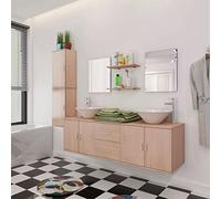 Gecheer Set Mobili da Bagno con Lavabo 9 pz Beige,Set Completo di mobili da Bagno,A272230