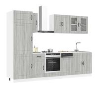Gecheer Set Mobili da Cucina 8 pz Kalmar Grigio Sonoma in TruciolatoCucina moderna artigianale in rovere