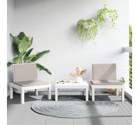 Gecheer Set Salotto da Giardino 3 pz con Cuscini Bianco in PP,Divani,da Giardino,per Esterno,Salottini,Salotto da Giardino,da Esterno,Divano Modulare,Set da Giardino,3203732