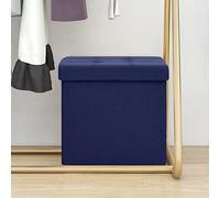 Gecheer Sgabello con Contenitore Pieghevole,Cassapanca Pieghevole Contenitore Portaoggetti Portagiochi Bambini,Contenitore,Pouf Cubo,Pouf Pieghevole,Portagiochi Bambini,Blu in Simil Lino