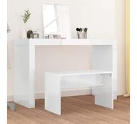 Gecheer Sgabello da Toeletta Bianco Lucido 70x35x45cm Legno Multistrato,Toeletta con Specchio,Toeletta Trucco,Postazione Trucco,Tavolo da Toeletta,Tavolo per Cosmetici,Comò per Cosmetici,A802819