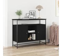 Gecheer Sideboard Nero Rovere 100x35x80 cm Legno ingegnerizzato e Acciaio,Moderna,Armadietto,Armadio,Soggiorno Cucina,Mobile Buffet,Buffet da Cucina,Mobiletto Multiuso,Mobile da Cucina,P862978