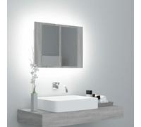 Gecheer Sonoma - Armadietto a specchio a LED, 60 x 12 x 45 cm, in legno di ingegneria, pensile pensile da bagno