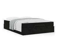 Gecheer Struttura del letto con archiviazione Nero 140 x 200 cm VellutoGiroletto moderno