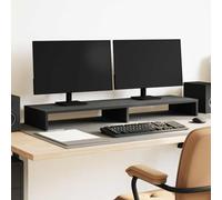 Gecheer Supporto per Monitor Doppio, Ergonomico con Piattaforma Rialzata e Scomparti Portaoggetti, 100x27x10 cm in Legno Tecnico Rovere Nero for Ufficio Casa e Lavoro a Distanza