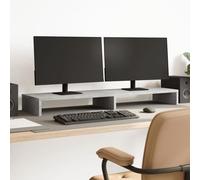 Gecheer Supporto per Monitor Doppio, Ergonomico con Piattaforma Rialzata e Scomparti Portaoggetti, 100 x 27 x 10 cm, Truciolato, Grigio Cemento for Ufficio e Lavoro a Casa