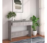 Gecheer Tavolino,Consolle,per Soggiorno,Moderno,con 2 Cassetti,in Truciolato,Grigio Cemento,100x35x76,5 cm,Tavolo Consolle con Cassetti,Tavolo Consolle Soggiorno,Tavolo Consolle Ingresso