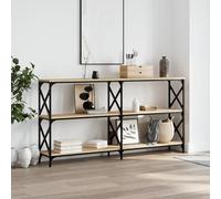 Gecheer Tavolino Consolle,Tavolo Console con 3 Ripiani,Tavolo Consolle da Ingresso,Tavolo Consolle Ingresso Moderno,Tavolo Tavolino Consolle da Soggiorno,Rovere Sonoma 156x28x80,5 cm Legno Multistrato