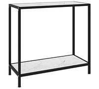 Gecheer Tavolo Consolle Bianco 80x35x75 cm in Vetro Temperato,Consolle in Vetro Temperato,Tavolino da Ingresso/Corridoio,Tavolino Consolle,Consolle Moderna,Tavolo Consolle Ingresso