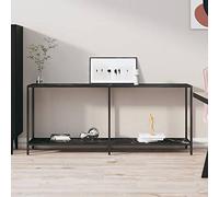 Gecheer Tavolo Consolle Nero 180x35x75,5 cm in Vetro Temperato,Tavolo Consolle da Ingresso,Tavolo Consolle Ingresso Moderno,Tavolo Tavolino Consolle da Soggiorno,A331705