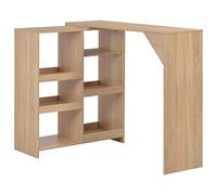 Gecheer Tavolo da Bar con Scaffale in Multistrato, Rovere, 138x39x110 cm - Isola Cucina Moderna, Angolo Bar per Casa, Tavolo Alto