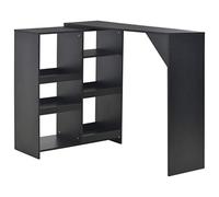 Gecheer Tavolo,da Bar,Design con Scaffale,in Multistrato,Nero,138x39x110 cm,Isola Cucina Moderna,Tavolo da Bar Angolare,Angolo Bar per Casa,Tavolo da Cucina,Tavolo Alto,Tavolo con Scaffale