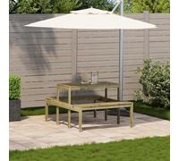 Gecheer Tavolo da Picnic,Tavolo da Giardino e 2 panche,Tavolo con panche in Legno,Tavolo Picnic Set birreria Campeggio Giardino,Set da Pranzo,da Esterno,110x134x75 cm in Legno Impregnato di Pino