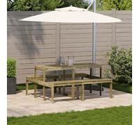 Gecheer Tavolo da Picnic,Tavolo da Giardino e 2 panche,Tavolo con panche in Legno,Tavolo Picnic Set birreria Campeggio Giardino,Set da Pranzo,da Esterno,160x134x75 cm in Legno Impregnato di Pino