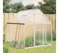 Gecheer Telaio Serra con Base,Serra da Giardino in Policarbonato,Telaio per Serra,Serra da Giardino con Telaio in Alluminio,Mini Serra,Serra per Orto,Serra da Balcone,Argento 224x169x195 cm