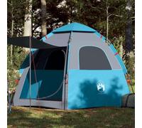 Gecheer Tenda da Campeggio Cabina 4 Posti Blu con Sistema a Rilascio Rapido, Dimensioni 260x217x150 cm, Poliestere 190T con Rivestimento PU, Tenda da Esterno per Famiglie e Avventure all'Aperto