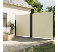 Gecheer Tenda,da Sole,Laterale,Retrattile,Estensibile,con 2 Pannelli,Crema,220x600 cm,Tenda da Sole per Esterno,Tenda da Sole Patio,Tenda Paravento da Esterno,Tenda da Sole da Terrazzo