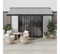 Gecheer Tenda da Sole Retrattile Automatica,da Parete,da Patio,Veranda,Antracite e Bianco,4x3 m,Tenda Esterno Sole,Tenda Balcone,Tenda da Sole Esterno,Tenda da Sole da Muro