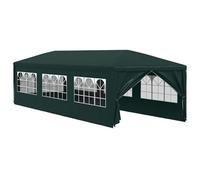 Gecheer Tenda per Feste, Gazebo da Giardino Impermeabile 3x9 m Verde con Finestre Decorative, Telaio in Acciaio e Pannelli Laterali Resistenti per Compleanni Matrimoni e Feste all Aperto