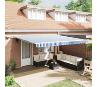 Gecheer Tenda Retrattile with Blu e bianco 5 x 3 m Tessuto e metallobalcone terrazzo tenda