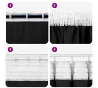 Gecheer Tende con tende 2 pcs Nero PoliestereTende per Finestre