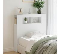 Gecheer Testiera per Letto Singolo,Moderna,con Cotenitore,con LED,in Multistrato,Bianco,100x18,5x103,5 cm,Testata letto,Singolo,Spalliera Letto Singolo,con Contenitore
