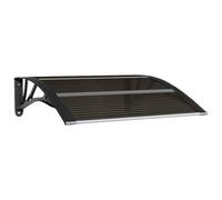Gecheer Tettoria per Porta in Policarbonato Nero con Staffe Nere e Barre in Alluminio, Resistente alle Intemperie per Ingresso, 80x75 cm 153587