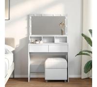 Gecheer Toeletta con LED Bianca 80x41x134,5 cm,Toeletta con Specchio,Toeletta Trucco,Postazione Trucco,Tavolo da Toeletta,Tavolo per Cosmetici,Comò per Cosmetici,A848185