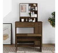 Gecheer Toeletta con Specchio Rovere Marrone 86,5x35x136 cm,Toeletta con Specchio,Toeletta Trucco,Postazione Trucco,Tavolo da Toeletta,Tavolo per Cosmetici,Comò per Cosmetici,A820495